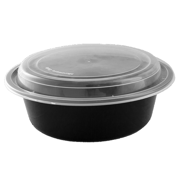 Round Black Microwavable Container 24oz (150-pack)
