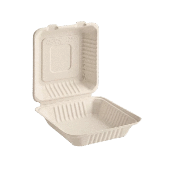 Fiber clamshell container 8x8 (200/Case)