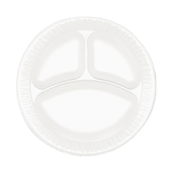 Foam Plate 9" 3-Compartment (500/Case)